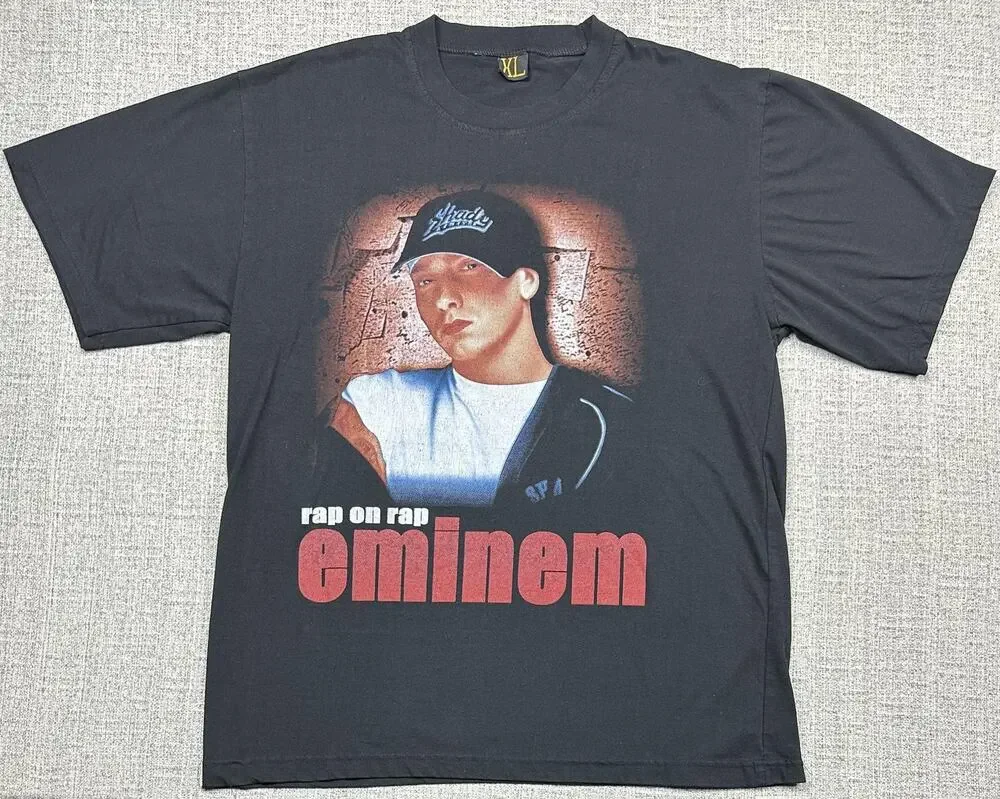Vintage Eminem Shirt Mens XL Black Rap On Rap Double Sided Graphic Rap Tee